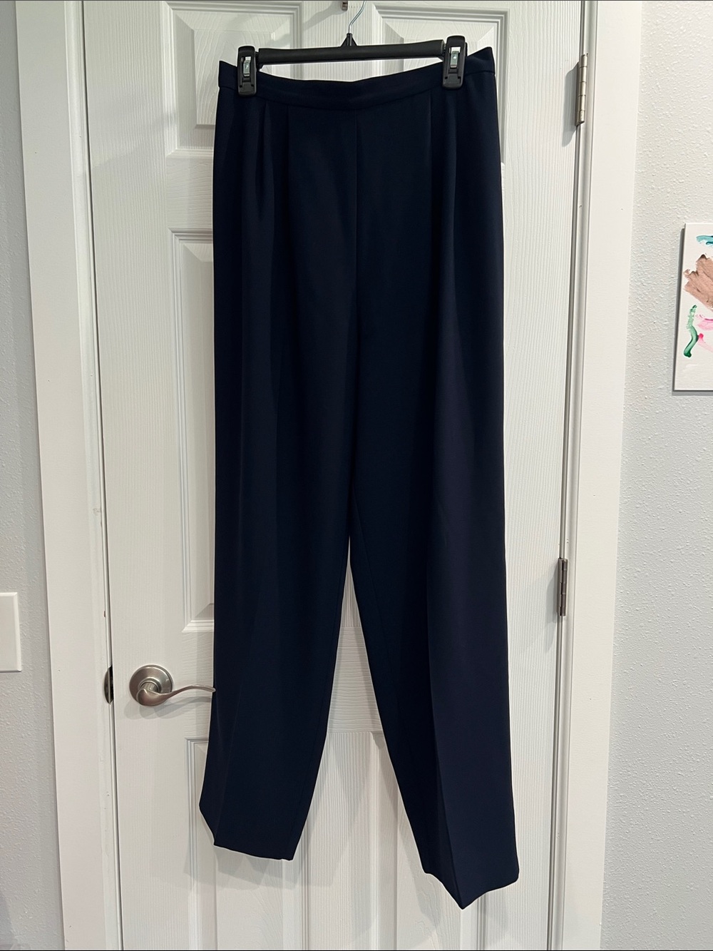 Classic High-Waist Straight Navy Dress Pants